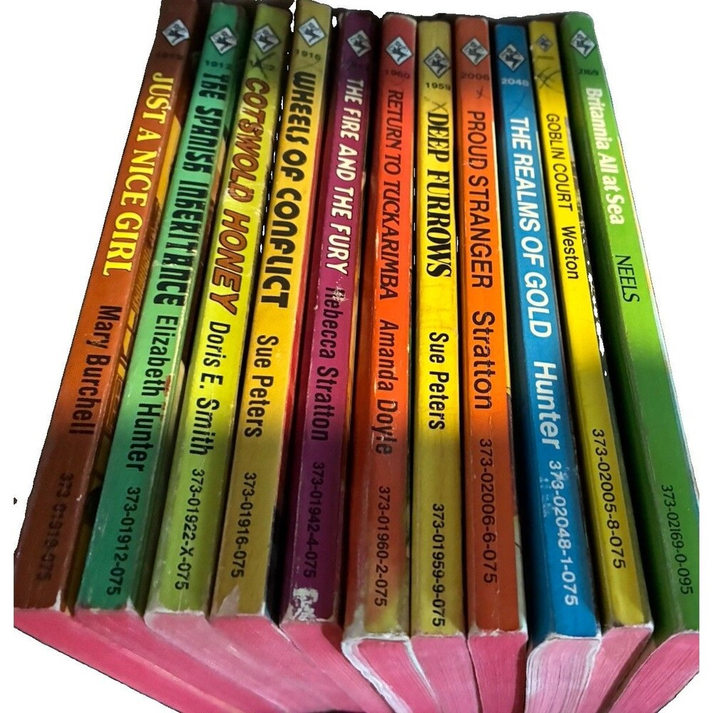 Lot of 11 Vintage Harlequin Romances Romance .. 1st.1975-1978..OOP.. Red Binding